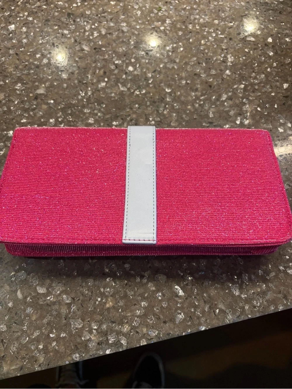 Caroline Herrera Good Girl Pink Glitter Women's Clutch Wallet with White Strap